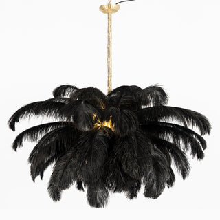 Lustra Lustre Plume d'Autruche Grand Pied en Laiton-Luire