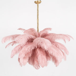 Lustra Lustre Plume d'Autruche Grand Pied en Laiton-Luire