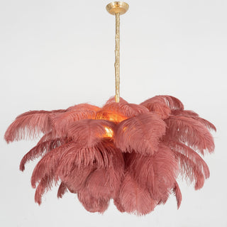 Lustra Lustre Plume d'Autruche Grand Pied en Laiton-Luire
