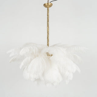 Lustra Lustre Plume d'Autruche Grand Pied en Laiton-Luire