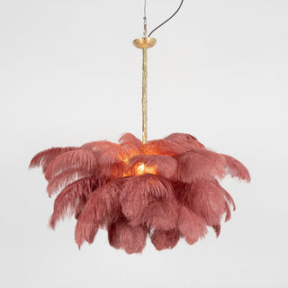 Lustra Lustre Plume d'Autruche Grand Pied en Laiton-Luire