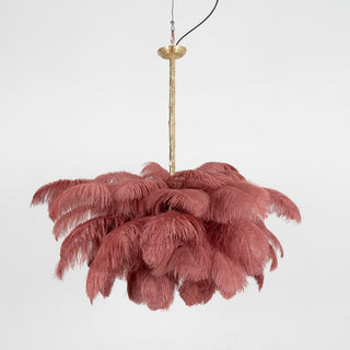 Lustra Lustre Plume d'Autruche Grand Pied en Laiton-Luire