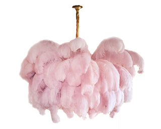 Lustra Lustre Plume d'Autruche Grand Pied en Laiton-Luire