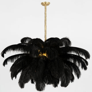 Lustra Lustre Plume d'Autruche Grand Pied en Laiton-Luire