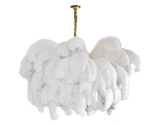 Lustra Lustre Plume d'Autruche Grand Pied en Laiton-Luire