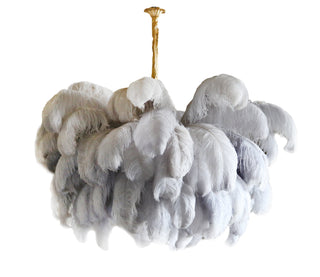 Lustra Lustre Plume d'Autruche Grand Pied en Laiton-Luire