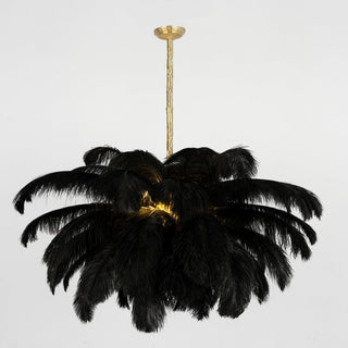 Lustra Lustre Plume d'Autruche Grand Pied en Laiton-Luire