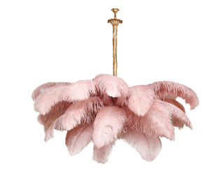 Lustra Lustre Plume d'Autruche Grand Pied en Laiton-Luire