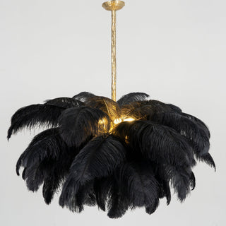 Lustra Lustre Plume d'Autruche Grand Pied en Laiton-Luire