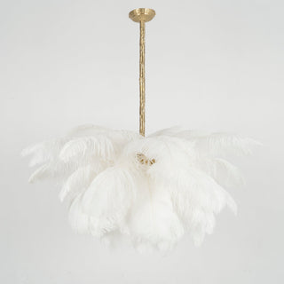Lustra Lustre Plume d'Autruche Grand Pied en Laiton-Luire