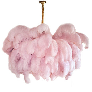 Lustra Lustre Plume d'Autruche Grand Pied en Laiton-Luire