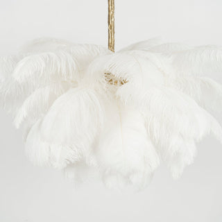 Lustra Lustre Plume d'Autruche Grand Pied en Laiton-Luire