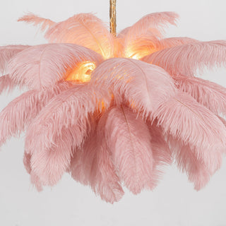 Lustra Lustre Plume d'Autruche Grand Pied en Laiton-Luire
