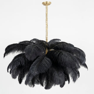 Lustra Lustre Plume d'Autruche Grand Pied en Laiton-Luire