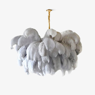 Lustra Lustre Plume d'Autruche Grand Pied en Laiton-Luire