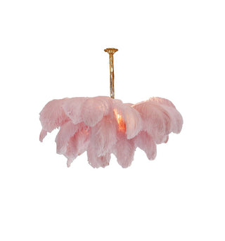 Lustra Lustre Plume d'Autruche Grand Pied en Laiton-Luire