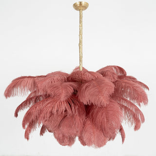 Lustra Lustre Plume d'Autruche Grand Pied en Laiton-Luire