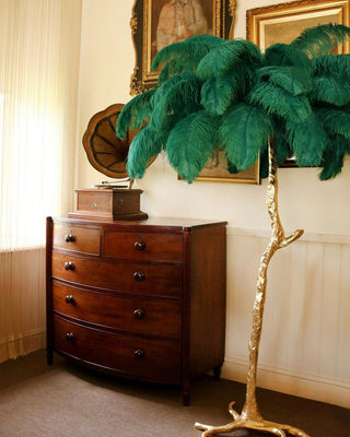 Selis Lampadaire en Laiton avec Plume d'Autruche