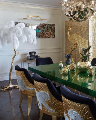 Selis Lampadaire en Laiton avec Plume d'Autruche