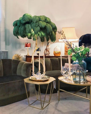 Selis Lampadaire en Laiton avec Plume d'Autruche
