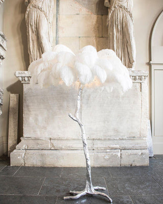 Selis Lampadaire en Laiton avec Plume d'Autruche