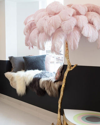 Selis Lampadaire en Laiton avec Plume d'Autruche