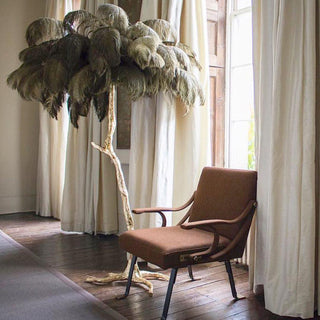 Selis Lampadaire en Laiton avec Plume d'Autruche