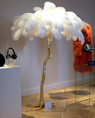 Selis Lampadaire en Laiton avec Plume d'Autruche