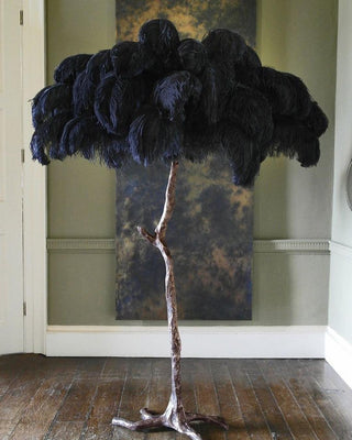 Selis Lampadaire en Laiton avec Plume d'Autruche