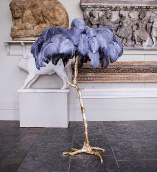 Selis Lampadaire en Laiton avec Plume d'Autruche