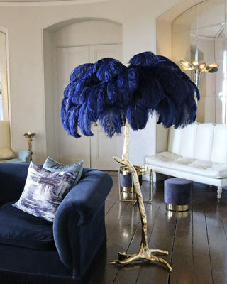 Selis Lampadaire en Laiton avec Plume d'Autruche