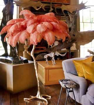 Selis Lampadaire en Laiton avec Plume d'Autruche