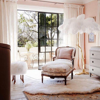 Selis Lampadaire en Laiton avec Plume d'Autruche