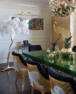 Selis Lampadaire en Laiton avec Plume d'Autruche