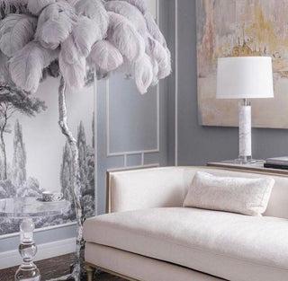 Selis Lampadaire en Laiton avec Plume d'Autruche