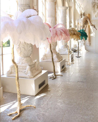 Selis Lampadaire en Laiton avec Plume d'Autruche