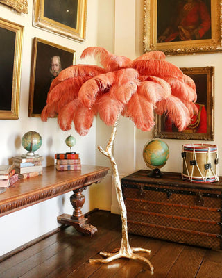 Selis Lampadaire en Laiton avec Plume d'Autruche