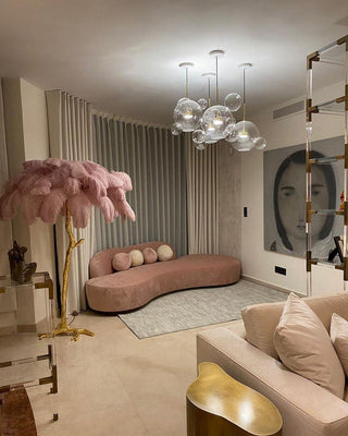 Selis Lampadaire en Laiton avec Plume d'Autruche