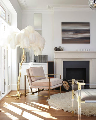 Selis Lampadaire en Laiton avec Plume d'Autruche