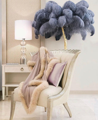 Selis Lampadaire en Laiton avec Plume d'Autruche
