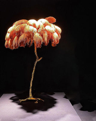 Selis Lampadaire en Laiton avec Plume d'Autruche