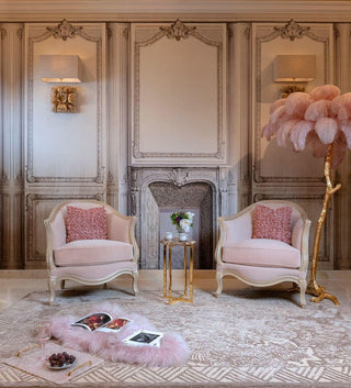 Selis Lampadaire en Laiton avec Plume d'Autruche