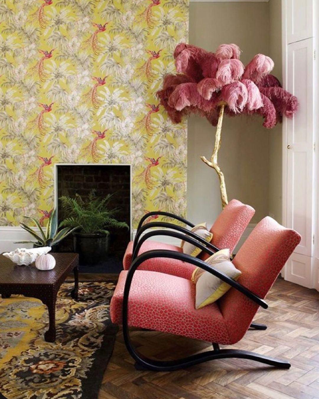 Selis Lampadaire en Laiton avec Plume d'Autruche