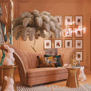 Selis Lampadaire en Laiton avec Plume d'Autruche