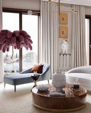Selis Lampadaire en Laiton avec Plume d'Autruche