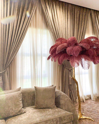 Selis Lampadaire en Laiton avec Plume d'Autruche