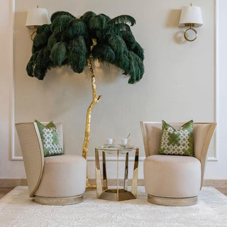 Selis Lampadaire en Laiton avec Plume d'Autruche
