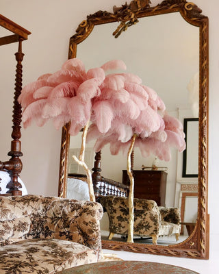 Selis Lampadaire en Laiton avec Plume d'Autruche