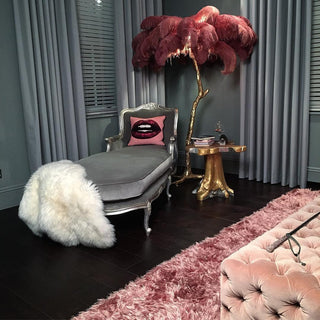 Selis Lampadaire en Laiton avec Plume d'Autruche