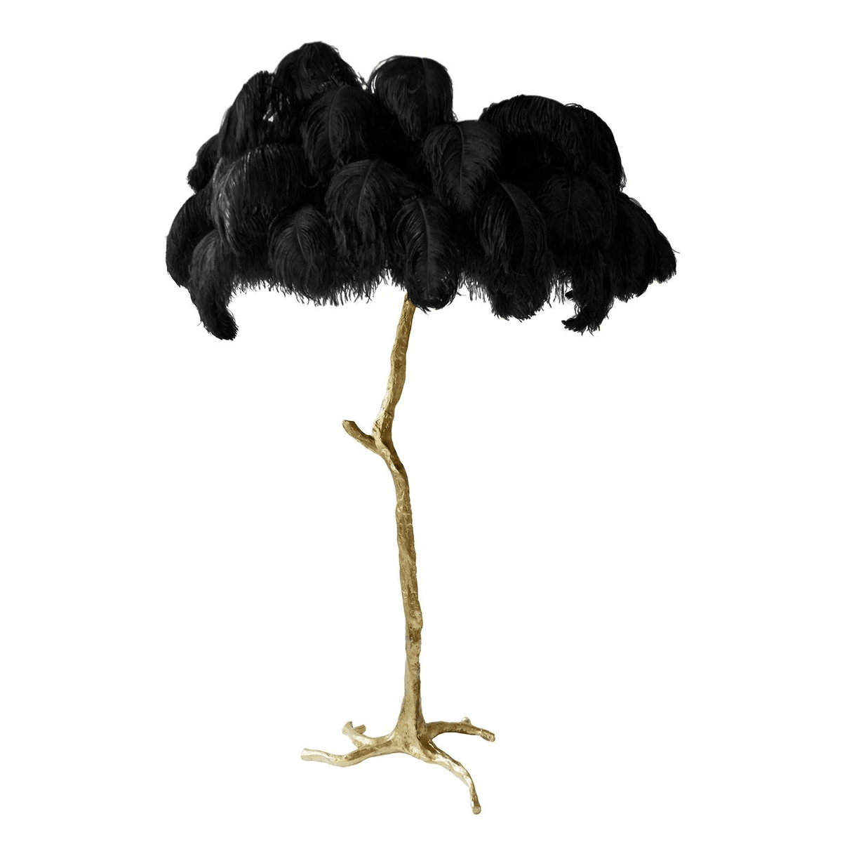 Selis Lampadaire en Laiton avec Plume d'Autruche